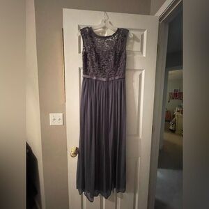 David's Bridal Lace Bodice Maxi Dress in Purple